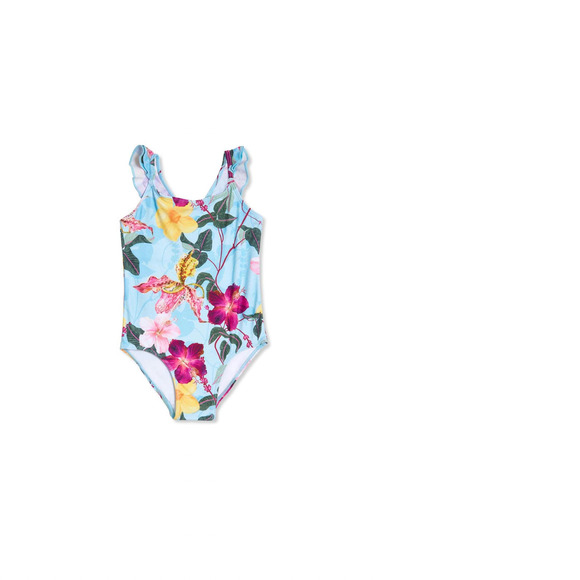 NEW PATBO girls - hibiscus ruffle swimsuit in celeste - Picture 2 of 2